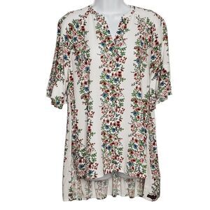 Matilda Jane White Floral Short Sleeve Ruffle Shirt Our Atlas Peasant Boho XS